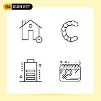 4 Creative Icons for Modern website design and responsive mobile apps 4 Outline Symbols Signs on White Background 4 Icon Pack vector