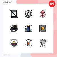 9 User Interface Filledline Flat Color Pack of modern Signs and Symbols of position truck decoration farming agriculture Editable Vector Design Elements