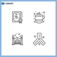 Modern Set of 4 Filledline Flat Colors and symbols such as certificate city stamp coffee bridge Editable Vector Design Elements