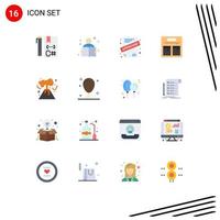 Group of 16 Flat Colors Signs and Symbols for dinner nuclear study energy bag Editable Pack of Creative Vector Design Elements