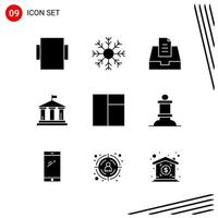 colección de 9 iconos vectoriales en estilo sólido símbolos de glifo perfecto de píxeles para web y signos de iconos sólidos móviles sobre fondo blanco 9 iconos vector