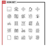Set of 25 Modern UI Icons Symbols Signs for footwear share imaginative network central Editable Vector Design Elements