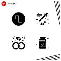 Collection of 4 Vector Icons in solid style Pixle Perfect Glyph Symbols for Web and Mobile Solid Icon Signs on White Background 4 Icons
