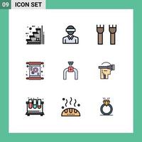 9 iconos creativos signos y símbolos modernos de tecnología de tarjetas femeninas torre de castillo medieval elementos de diseño vectorial editables vector