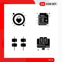 Creative Set of 4 Universal Glyph Icons isolated on White Background vector