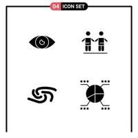 Pack of 4 Modern Solid Glyphs Signs and Symbols for Web Print Media such as app syscoin eye friends crypto Editable Vector Design Elements