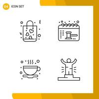 4 Icon Set Line Style Icon Pack Outline Symbols isolated on White Backgound for Responsive Website Designing vector