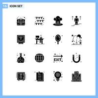 Modern Set of 16 Solid Glyphs and symbols such as detector man chef arrow user Editable Vector Design Elements