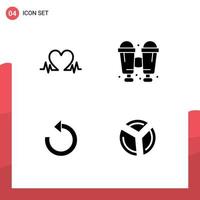 Stock Vector Icon Pack of 4 Line Signs and Symbols for heartbeat rotate wedding travel chart Editable Vector Design Elements