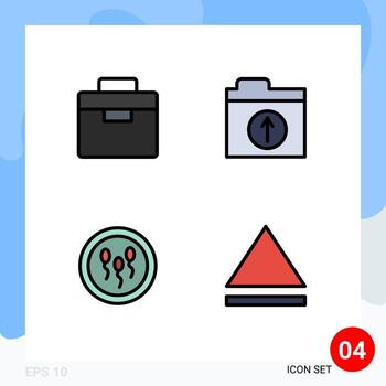 4 Universal Filledline Flat Color Signs Symbols of box chemistry toolbox upload process Editable Vector Design Elements