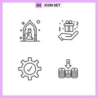 4 Icons in Line Style Outline Symbols on White Background Creative Vector Signs for Web mobile and Print