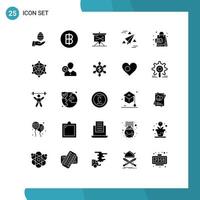 Modern Set of 25 Solid Glyphs Pictograph of sales paper strategic design graph Editable Vector Design Elements