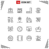 Outline Pack of 16 Universal Symbols of bath toilet carpenter device mobile Editable Vector Design Elements