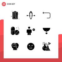 Modern Set of 9 Solid Glyphs and symbols such as human avatar loop add hospital Editable Vector Design Elements