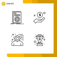 4 Icon Set Line Style Icon Pack Outline Symbols isolated on White Backgound for Responsive Website Designing vector