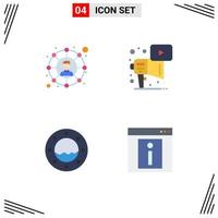 4 Universal Flat Icons Set for Web and Mobile Applications connections porthole share megaphone contact Editable Vector Design Elements