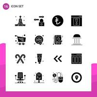 Glyph Icon set Pack of 16 Solid Icons isolated on White Background for responsive Website Design Print and Mobile Applications vector