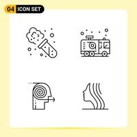 4 Creative Icons for Modern website design and responsive mobile apps 4 Outline Symbols Signs on White Background 4 Icon Pack vector