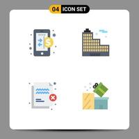 Modern Set of 4 Flat Icons Pictograph of business protection internet office transfer Editable Vector Design Elements