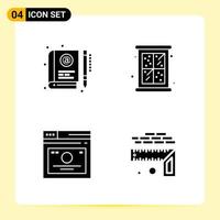 4 Creative Icons for Modern website design and responsive mobile apps 4 Glyph Symbols Signs on White Background 4 Icon Pack vector