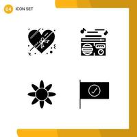 Universal Icon Symbols Group of 4 Modern Solid Glyphs of chocolate nature radio audio flag Editable Vector Design Elements