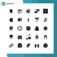 Pack of 25 creative Solid Glyphs of message mail money email break Editable Vector Design Elements