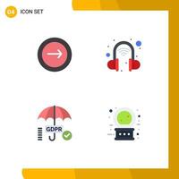 Universal Icon Symbols Group of 4 Modern Flat Icons of application security mobile technology secure Editable Vector Design Elements