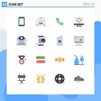 User Interface Pack of 16 Basic Flat Colors of contact targeting phone target business Editable Pack of Creative Vector Design Elements