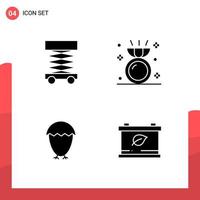 Pack of 4 Universal Glyph Icons for Print Media on White Background vector