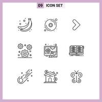 Pack of 9 creative Outlines of book design forward adaptive office Editable Vector Design Elements