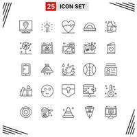 25 Icons Line Style Grid Based Creative Outline Symbols for Website Design Simple Line Icon Signs Isolated on White Background 25 Icon Set vector