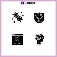 Pack of 4 Modern Solid Glyphs Signs and Symbols for Web Print Media such as chemist good security shield okay Editable Vector Design Elements