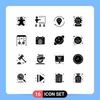 Mobile Interface Solid Glyph Set of 16 Pictograms of solution money students economy marker Editable Vector Design Elements