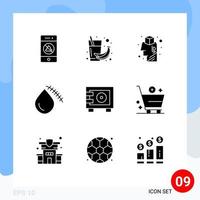 conjunto de 9 iconos de interfaz de usuario modernos símbolos signos para herida corte jugo sangre idea elementos de diseño vectorial editables vector