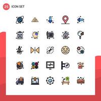 Universal Icon Symbols Group of 25 Modern Filled line Flat Colors of left arrow reserve pin full Editable Vector Design Elements