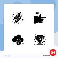 Set of 4 Vector Solid Glyphs on Grid for bread security bubble internet prize Editable Vector Design Elements