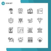 Editable Vector Line Pack of 16 Simple Outlines of pay debit success credit streaming Editable Vector Design Elements