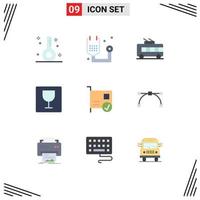 Pack of 9 creative Flat Colors of anchor devices trolley bus connected card Editable Vector Design Elements