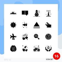 User Interface Pack of 16 Basic Solid Glyphs of warning alert medical things iot Editable Vector Design Elements