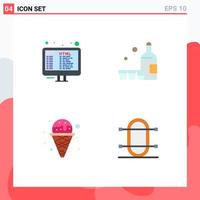 Pack of 4 Modern Flat Icons Signs and Symbols for Web Print Media such as code ice programming glass waffle Editable Vector Design Elements