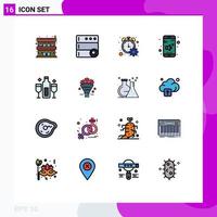 Universal Icon Symbols Group of 16 Modern Flat Color Filled Lines of celebration alcohol progress control sound Editable Creative Vector Design Elements