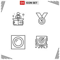 4 Icons Line Style Grid Based Creative Outline Symbols for Website Design Simple Line Icon Signs Isolated on White Background 4 Icon Set vector