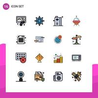 16 iconos creativos signos y símbolos modernos de nave alienígena y jugo de fruta espacial elementos de diseño de vectores creativos editables