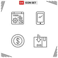 4 Icons Line Style Grid Based Creative Outline Symbols for Website Design Simple Line Icon Signs Isolated on White Background 4 Icon Set vector