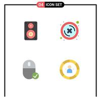 Set of 4 Commercial Flat Icons pack for audio computers monitor cross devices Editable Vector Design Elements