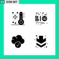 Pack of 4 Solid Style Icon Set Glyph Symbols for print Creative Signs Isolated on White Background 4 Icon Set vector