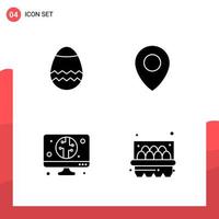 Pack of 4 Universal Glyph Icons for Print Media on White Background vector