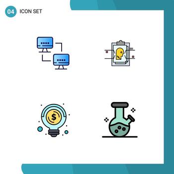 paquete de 4 colores planos creativos de línea de llenado de elementos de diseño vectorial editables de dinero de archivo de computadoras comerciales vector