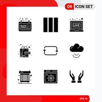 Set of 9 Modern UI Icons Symbols Signs for sets front live back web Editable Vector Design Elements