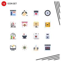 User Interface Pack of 16 Basic Flat Colors of web multimedia real mobile secure Editable Pack of Creative Vector Design Elements